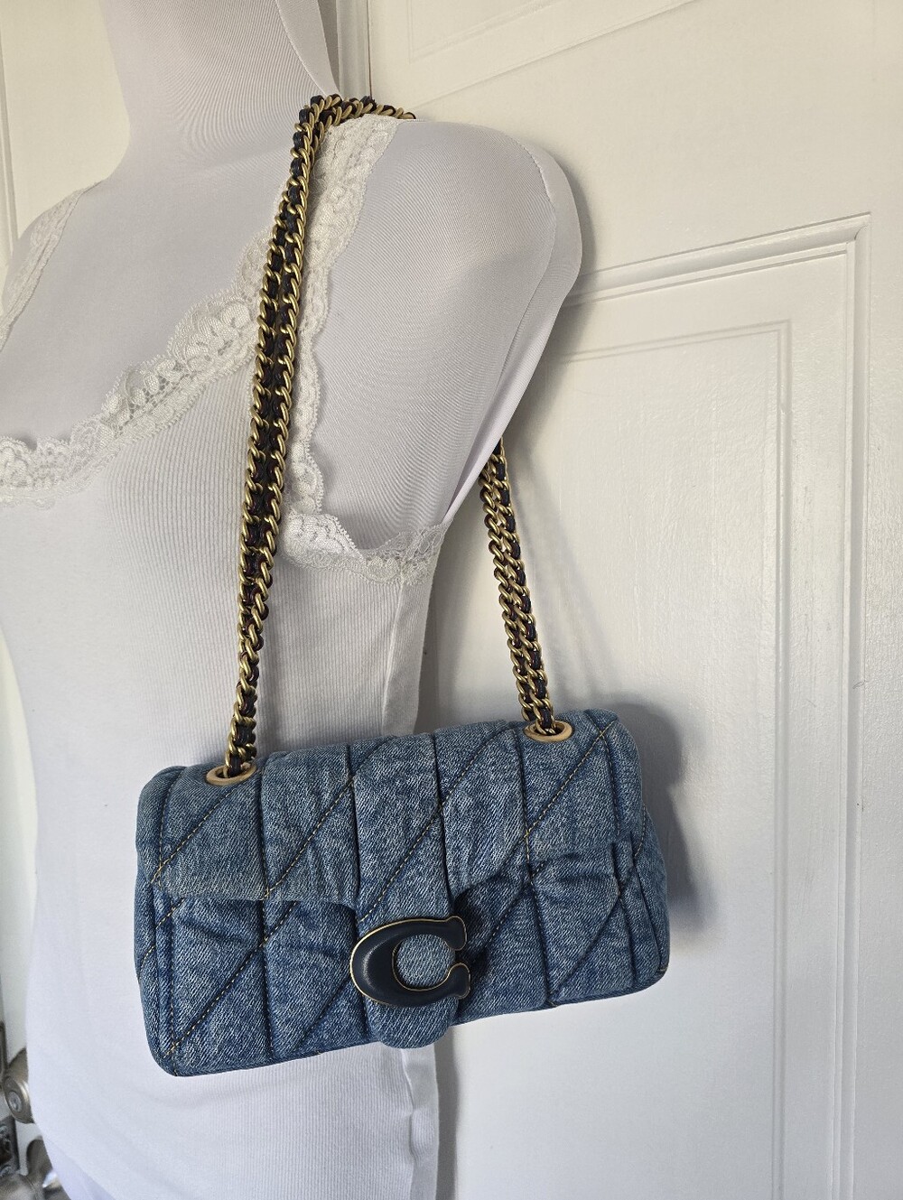 Coach Quilted Denim Small Tabby 20 Shoulder Bag - Picture 3 of 16